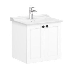 Vitra Root Classic 68701 Lavabo Dolabı, Kapaklı, 60 Cm, Mat Beyaz, Klasik Lavabolu